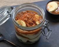 Bocal à la banane, spéculoos et confiture de lait