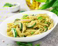 Penne aux courgettes petits pois et pesto