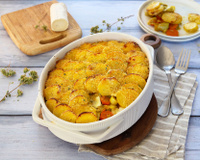 Gratin aux pommes de terre, poireaux et carottes