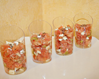 Verrine de tatare de tomates et chèvre