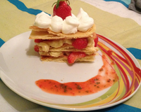 Millefeuille rhubarbes gingembre et fraises label rouge