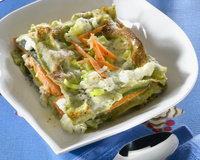 Lasagnes de saumon aux poireaux, sauce St Môret