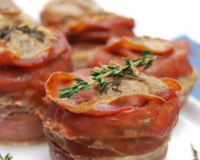 Ce sont ni plus ni moins des petits pains de viande emmaillotés dans des tranches de proscuitto et cuits dans des moules à muffins.