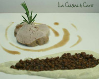 L'association du filet mignon et de la sauce rhubarbe est éclatante... et la purée de chou fleur d'une onctuosité sans pareil !