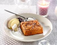 Le yaourt de brebis apporte l'onctuosité grâce à sa texture crémeuse, il tempère également le sucre du pudding et équilibre ainsi ce dessert pour encore plus de plaisir.