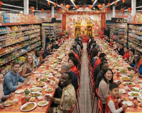 Insolite : un célèbre supermarché se transforme en salle de banquet pour le Nouvel An Lunaire