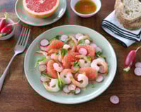 Salade de pomelo, crevettes et radis