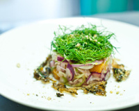 Les Fenouils du Jardin en fine julienne aux oranges confites, les fanes en salade et les tiges en chutney