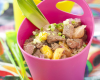 Wok d'agneau aux pamplemousses roses