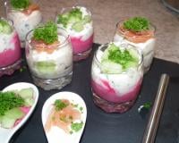 Verrine de betterave et concombre