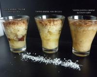 Ananas, noix de coco, pommes, caramel au beurre salée ... Trois verrines qui vont vous mettre l'eau à la bouche.
