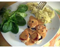 Saint-Jacques aux truffes, purée de pommes de terres à l'huile d'olive