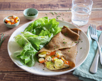 Galette à la fondue de poireaux et au surimi