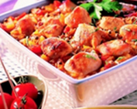 Lapin au chutney, pommes, tomates épicées