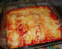 Jambon gratiné sauce rose.