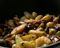 Rattes du Touquet et cèpes en cocotte