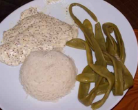 Un bon petit repas et facile à préparer à base de riz, dinde et de crème fraîche