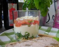 La tomate fait son show italien ou: 'Tiramisu de tomates sur lit de roquette et grissinis'