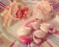 Noix de Saint-Jacques poêlées et son risotto aux herbes et petits légumes