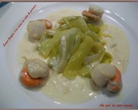 Saint-Jacques à la crème au cidre et poireaux