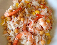 Salade de riz, crevettes et pois chiche
