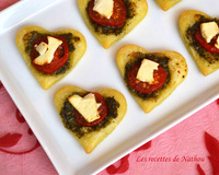 Cœurs feuilletés au pesto, tomate et feta