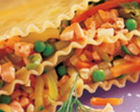 Lasagne tiède à la truite et aux petits légumes