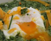 Œufs pochés aux épinards et à la crème de cheddar