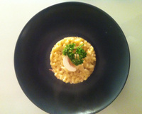 Pâtotto champignon de Paris, speck et parmesan