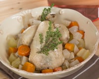 Mini-poule au pot minute, légumes, riz et gingembre