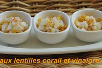 Flétan fumé, lentilles corails et vinaigre aux agrumes