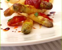 Asperges blanches, chorizo et vieux balsamique