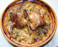 Tajine de pigeon et courgette ronde