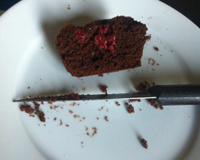 Muffins chocolat cœur framboise