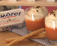 Gaspacho de tomates, fruits de la passion et St Môret