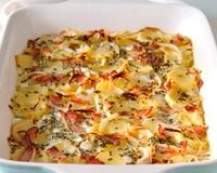 Pommes de terre au Philadelphia ail et fines herbes et jambon.