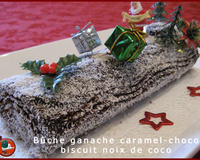 Bûche caramel choco biscuit noix de coco