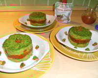 Parmentier au pesto rouge et purée de petits pois