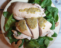 Poulet roqueforti gros sel en coque