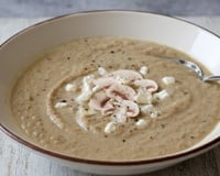 Potage aux champignons de Paris et au fromage de chèvre