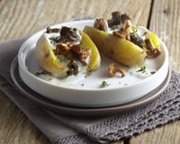 Pompadour Label Rouge farcies aux champignons et sauce au lait de coco