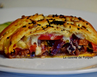 Feuilleté tressé oignon poivron et chorizo