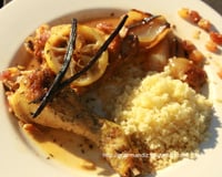 Poulet citron, vanille et raisins secs