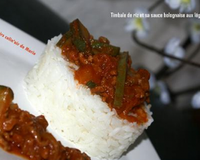 Timbale de riz et sa sauce bolognaise aux légumes
