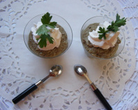 Verrines de cappuccino de cèpes et sa chantilly au lard fumé