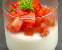 Panna cotta au chèvre et son tartare de tomates