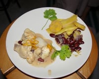 Lotte safranée aux fruits exotiques