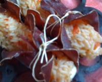 Cannelloni des grisons au risotto à la tomate et à la mozarella