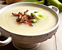 Soupe de poireaux et lardons