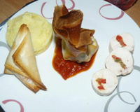 Poulet façon basquaise en mille feuilles